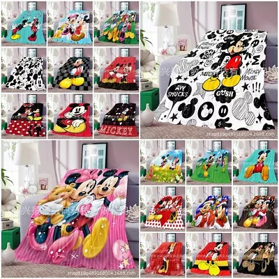 Mickey Minnie Mouse Fleece Blanket Throw Sofa Bed Warm Soft Blanket Flannel Gift • £9.82