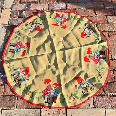 $49.95 • Buy VTG German GNOME Round CHRISTMAS TREE SKIRT Pine Cone ELF Table Cloth STAND MAT