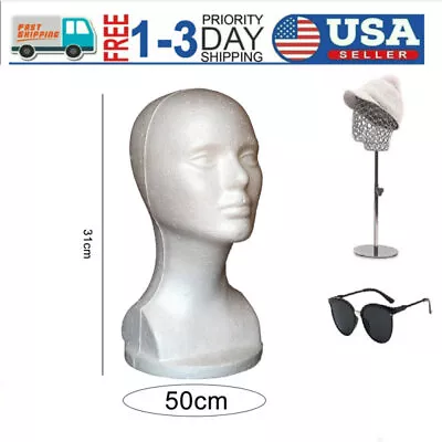$10.49 • Buy Women Foam Mannequin Manikin Head Model Hat Wig Hair Display Stand Rack White US