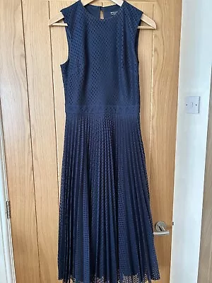 Warehouse Navy Lace Midi Dress Size  10 • £5