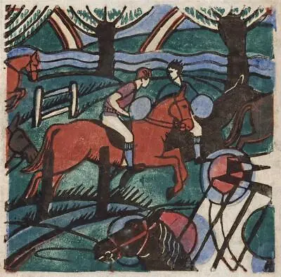 Figures On Horseback - Modernist Linocut - 20th Century - Modernism • £350