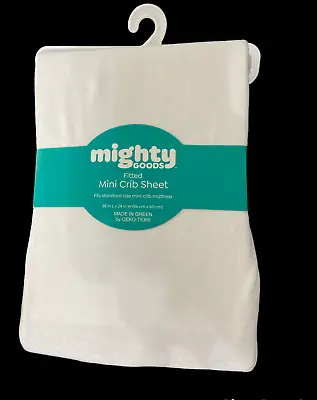Mighty Goods Fitted Cotton Mini Baby Crib Bed Sheet In White NEW • $6.49