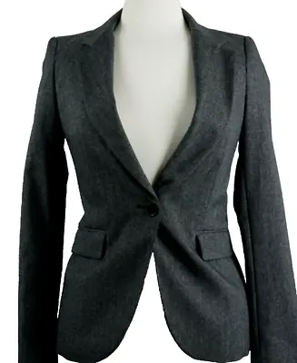 Luxe Office ZARA Jacket Lined Elegant Blazer Dark Grey Shoulder Pads S M Perfect • $24.99