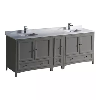 Fresca Oxford 84  Double Sinks Wood Bathroom Cabinet With Top/Sinks In Gray • $2399.96