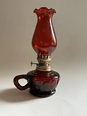 Vintage Small Red Kerosene Oil Lamp - Made In Hong Kong • $19.90