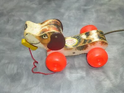 Fisher Price Complete LITTLE SNOOPYWooden Beagle DOG Pull Toy Vintage 1965 • $20