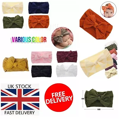  Headband Soft Elastic Bowknot Hair Band Baby Rabbit Girls Bow-knot Newborn Bow • £2.99