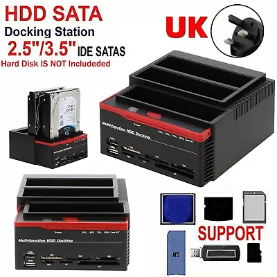 3 IDE SATA 2.5  3.5  HDD Hard Drive Disk Clone Docking Station Card Reader UK E2 • £27.59