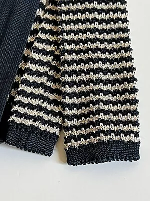 J Crew Blue White Silk Knit Striped Tie • $19.99