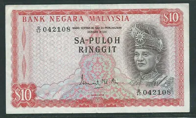 Malaysia 1967-72 10 Ringgit  P 3 VF+ XF- • $77.80