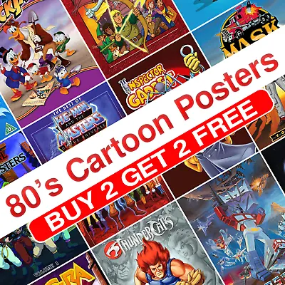 80s Cartoon Posters Retro Movie Classic Vintage Print Picture Gift Wall • £3.49