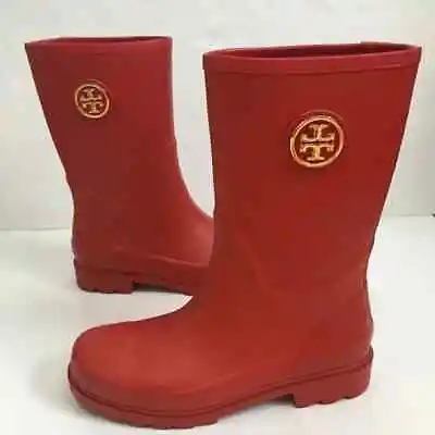 Tory Burch Maureen Rubber Red Rain Boots • $125