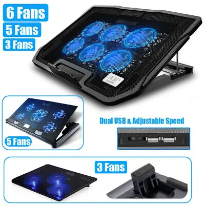 Gaming Laptop Cooling Pad Stand Slim USB Cooler Fan For 11 -17  Laptop Notebook • $17.90