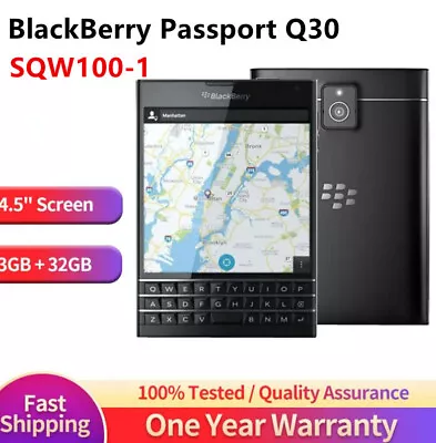 BlackBerry Passport Q30 (SQW100-1 )32GB 3GB Black Unlocked Smartphone-New In Box • $150.66