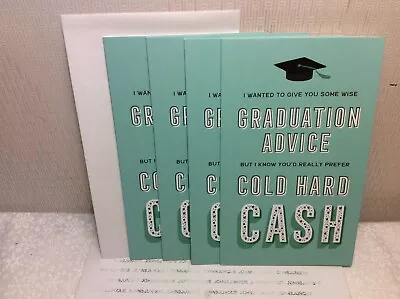 RSVP GRADUATION MONEY HOLDER GREETING CARDS New W/Envelope LOT 4  COLD HARD CASH • $6