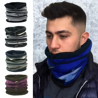 Mens Winter Adjustable Neck Warmer Snood Scarf With Warm Soft Fleece Lining • £3.99