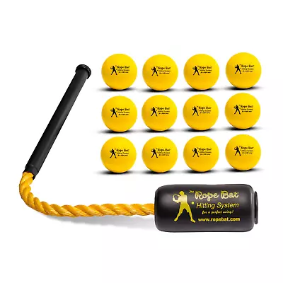 The Rope Bat - Baseball / Softball Swing Trainer W/ 12 Training Balls & Tote Bag • $124.95