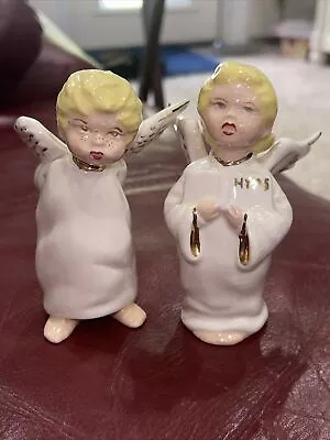 Pair Vtg Naughty Angels W/Slingshot Chris Austin Porcelain Figurines 4  • $19.95