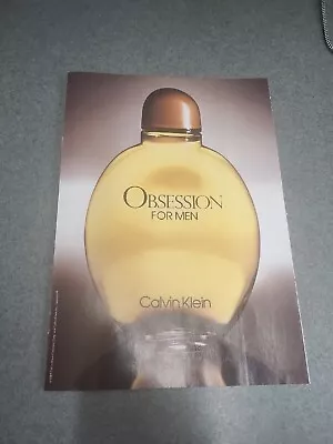 1993 Obsession For Men Calvin Klein Print Ad With Unopened Scent Strip • £4.75