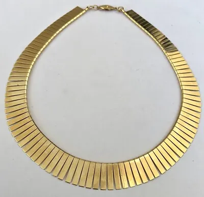 Vintage Retro Gold Tone Wide Flat Link Cleopatra Egyptian Style Necklace • £14