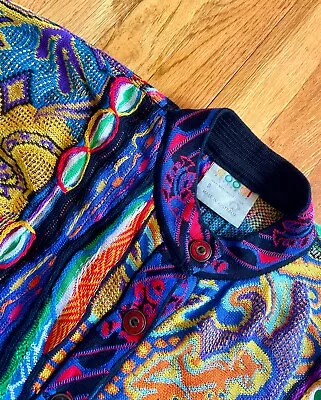 Vtg 90's Coogi Unisex Sweater Multicolor Button-Up Cardigan Mercerized Cotton • $399