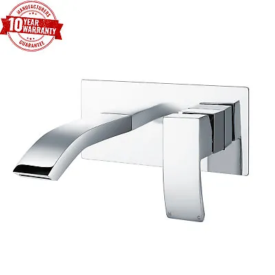 Wall Mounted Basin Mixer Tap Modern Square Single Lever Chromed Solid Brass • £59.95