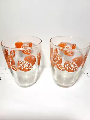 Vintage Libbey Breakfast Orange Juice Glasses 3 1/2  Tall 1970's -Set Of 2. • $14.50
