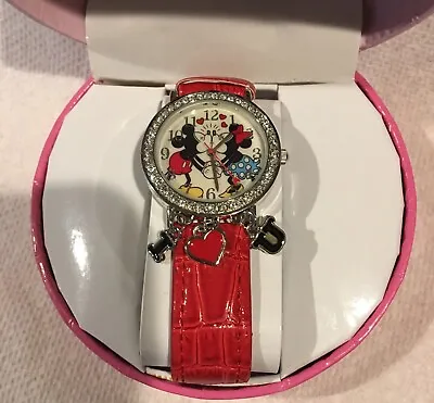 MINNIE MOUSE & MICKY  DISNEY WATCH MZB PINK With I Heart U Charm • $20.95