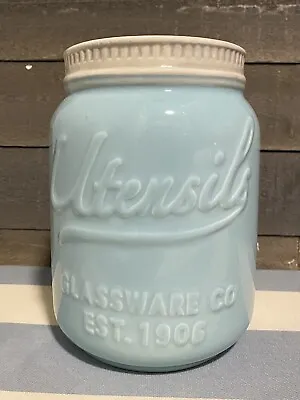 World Market Kitchen Utensil Ceramic Jar Light Blue Mason Jar • $14.95