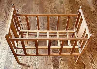 1950's Wooden Maple? Drop Side Vintage Baby Doll Crib With Washable Mattress VGC • $29.95