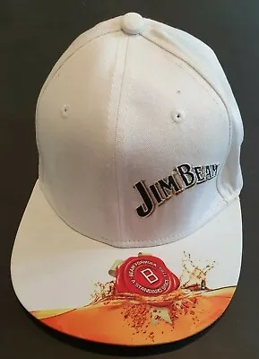 Jim Beam White Semi-Embroidered  Baseball Cap/Hat: Mens Size With Stretch Band • $25.95