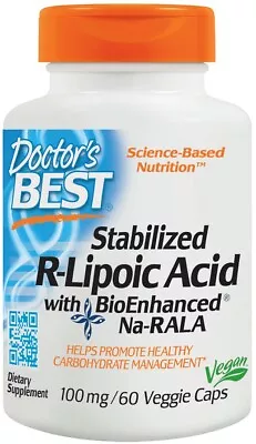Doctor's Best Stabilized R-Lipoic Acid With BioEnhanced Na-RALA 100mg - 60 Vcap • £33.99
