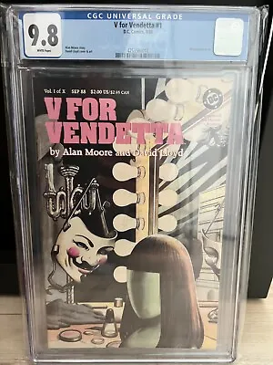 $185 • Buy V For Vendetta #1 CGC 9.8 White Pages - 1988 DC Comics Alan Moore David Lloyd
