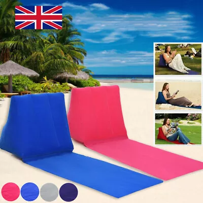 Outdoor Inflating Beach Camping Lounger Pillow Cushion Chair Air Bed Blue UK • £2.95