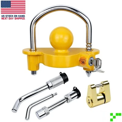 $29.95 • Buy U Shaped Trailer Lock Set 5/8 Inch, 1/2 Inch Hitch Dog Bone Pin Class 3 4 Towing