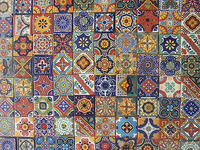 100 MIXED DESIGNS Mexican Tile Handmade Talavera Backsplash Mosaic 2 X 2  • $38