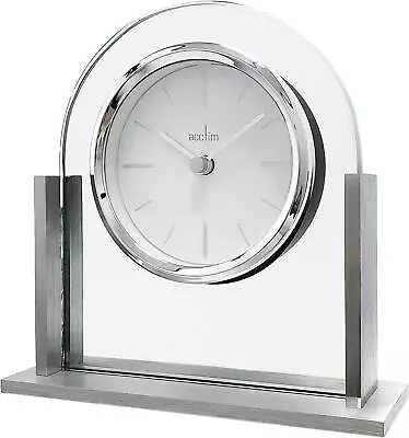 Mantel Clock Polished Metal Arched Glass Traditional Mantelpiece Acctim Wootton • £38.95