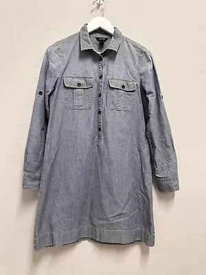 J CREW Denim Chambray Shirt Dress Roll Up Sleeves Women's Size S • $25