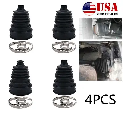 4Pcs Black Universal CV Boot Constant-Velocity Dust Cover Joint Boot Drive Shaft • $35.13