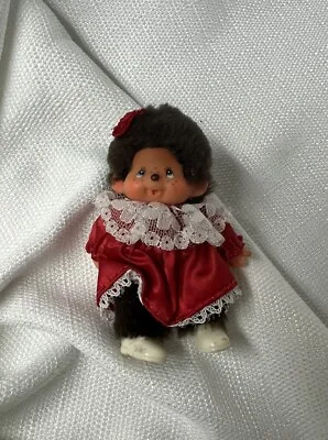 Vintage Monchhichi Clip-Ons Birthday Girl Red Dress Mattel Japan Toys • $24.95