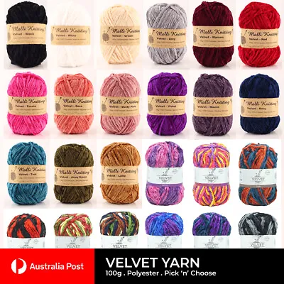 Velvet Knitting Yarn Malli Knitting Chunky Wool Crochet 100g Balls Soft Craft • $3.90