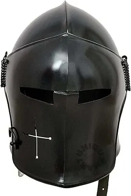Medieval Barbuta Knight Templar Crusader Armour Helmet Roman Spartan Black • $88