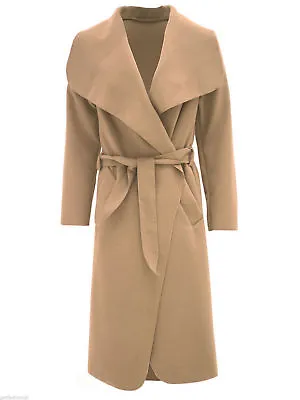 £16.99 • Buy Women Italian Long Duster Jacket Ladies French Belted Trench Waterfall Coat 8-20
