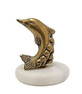 Vintage Brass Dolphin And Marble Paperweight MCM Ocean Mammal • $16.41
