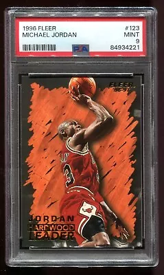 1996 Fleer #123 Michael Jordan PSA Mint 9 Hardwood Leader Bulls HOF~(KS) • $35