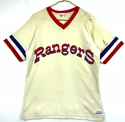 Vintage Texas Rangers Medalist Sand Knit Jersey Large Mlb Baseball Made In Usa • $42.49