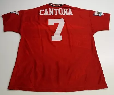 Umbro Manchester United 1994/95 Cantona 7 Vintage Home Shirt Size L Red AX2 F • £96.99