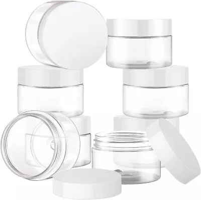 8 Pcs 1 OZ Plastic Jars With White Lids Elumeiro Clear Cosmetic 1 Oz  • $15.55