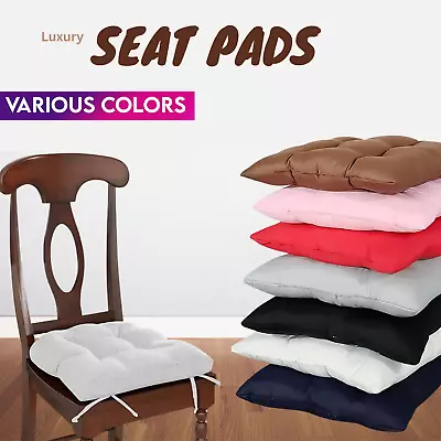 Seat Pad Dining Room Garden Kitchen Chair Seat Cushions Tie On Plain UK SELLER • £7.99