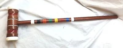 Vintage Forster Replacement Wooden Croquet Mallet Blue Stripe Lawn Game 25” • $11.90